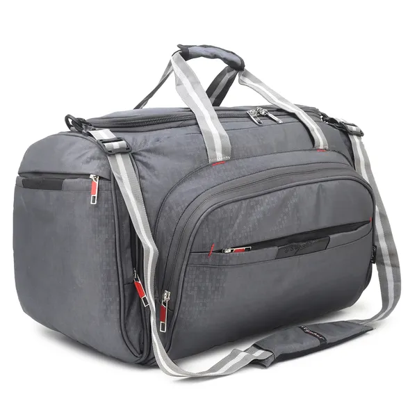 Signature_Grey_Fabric_Adjustable_Strap_Travel_Duffel_Bag