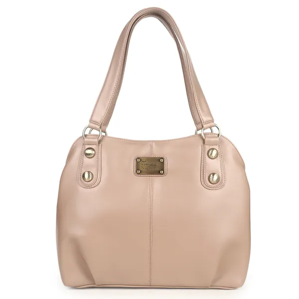 Signature_Beige_Faux_Leather_Metal_Hardware_Classic_Handle_Handbag