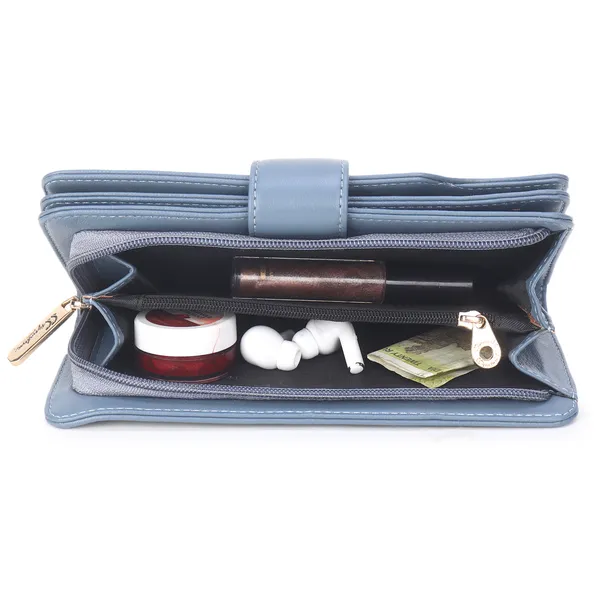Signature_Blue_Grey_Faux_Leather_Wrist_Strap_Wallet_For_Women