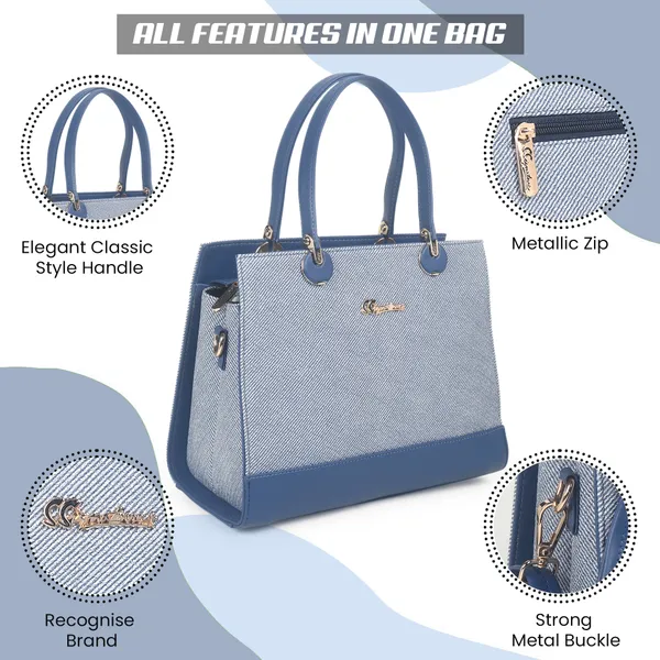 Signature_Blue_Two_Tone_Faux_Leather_Metallic_Hardware_Handbag_For_Women