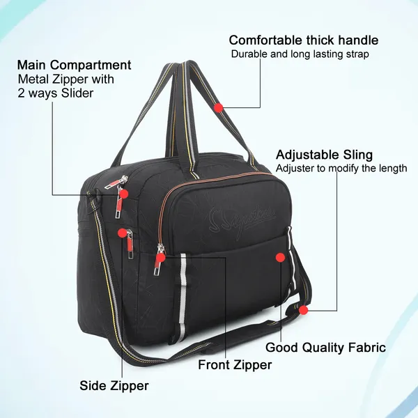 Signature_Black_Fabric_Adjustable_Strap_17_Inch_Duffel_Bag