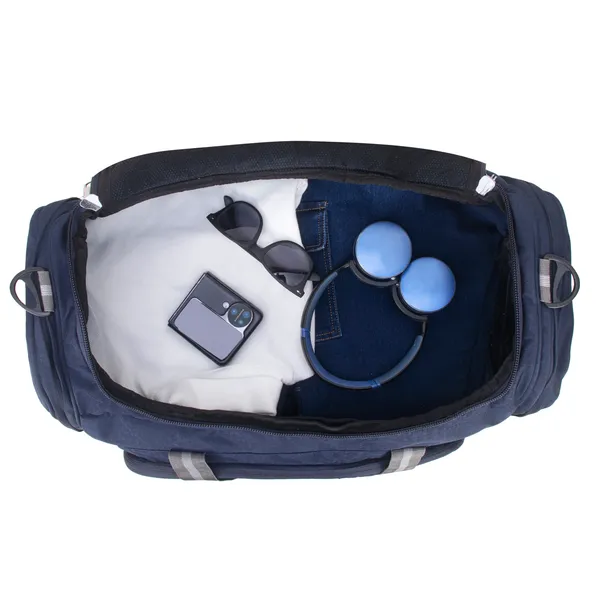 Signature_Navy_Blue_Fabric_Multi_Compartment_Travel_Duffel_Bag_For_Men_And_Women