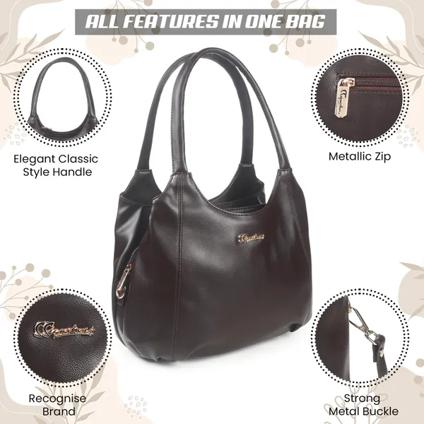 Signature_Brown_Leather_Classic_Style_Handbag_For_Women