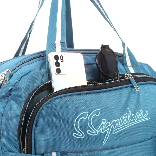Signature_Sky_Blue_Fabric_Adjustable_Strap_Travel_Duffel_Bag