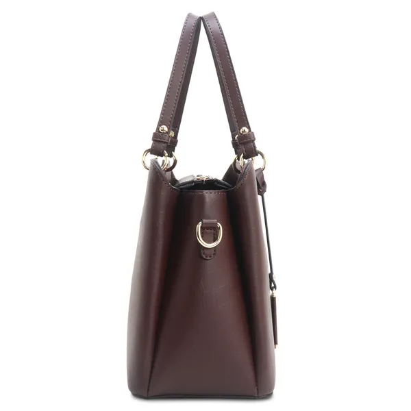 Signature_Brown_Faux_Leather_Multi_Compartment_Handbag_For_Women