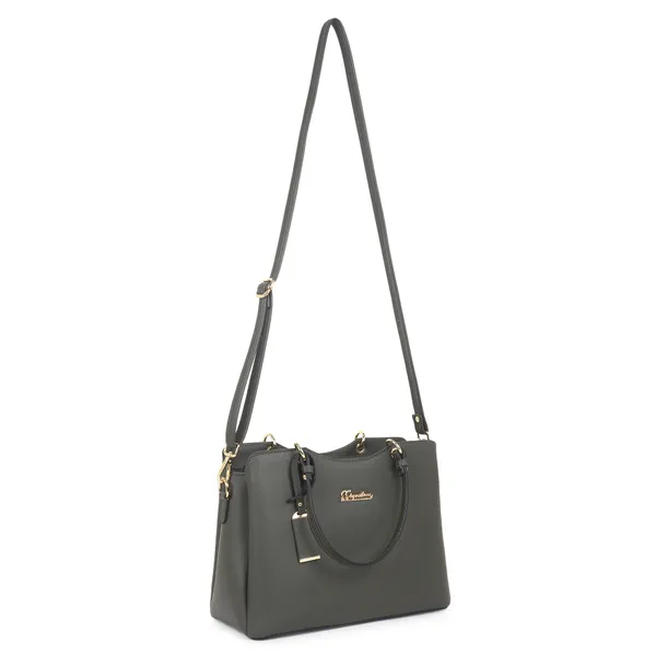 Signature_Grey_Faux_Leather_Metallic_Hardware_Handbag_For_Women