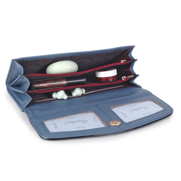 Signature_Blue_Faux_Leather_Long_Wallet