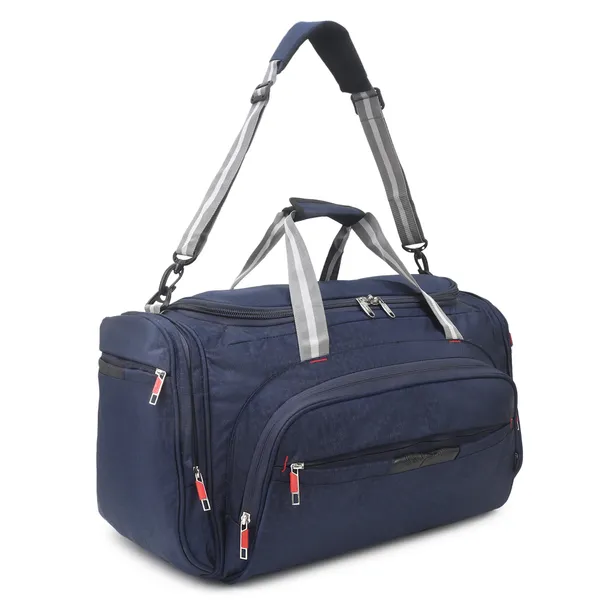 Signature_Navy_Blue_Fabric_Multi_Compartment_Travel_Duffel_Bag_For_Men_And_Women