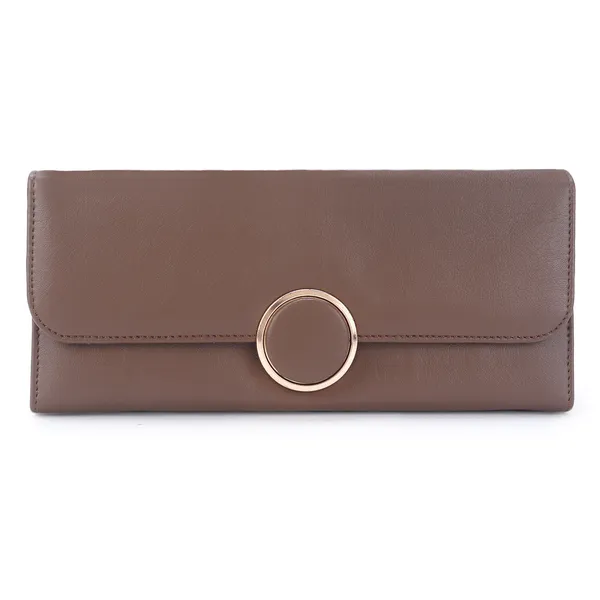 Signature_Brown_Faux_Leather_Metal_Ring_Accent_Wallet