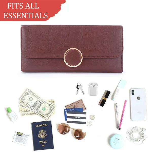 Signature_Brown_Faux_Leather_Ring_Closure_Wallet_For_Women