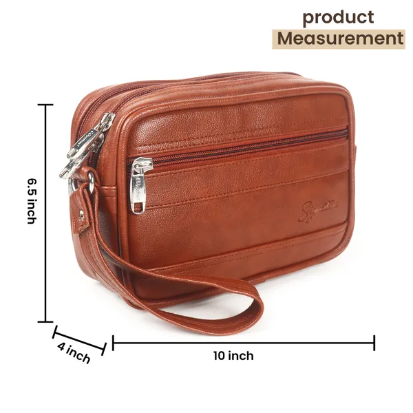 Signature_Tan_Brown_Leather_Multi_Compartment_Wristlet_Pouch