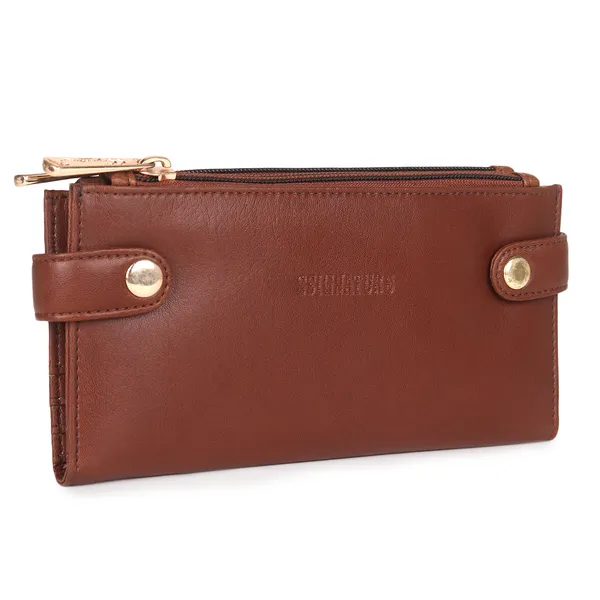 Signature_Leather_Multi_Card_Zipper_Wallet_Organizer_For_Women