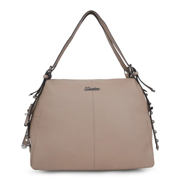 Signature_Beige_Faux_Leather_Adjustable_Strap_Tote_Handbag_For_Women