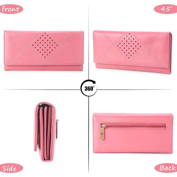 Signature_Pink_Faux_Leather_Perforated_Wallet_For_Women