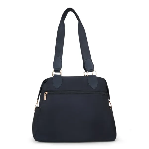 Signature_Navy_Blue_Nylon_Multi_Pocket_Adjustable_Strap_Travel_Tote_Bag_For_Women