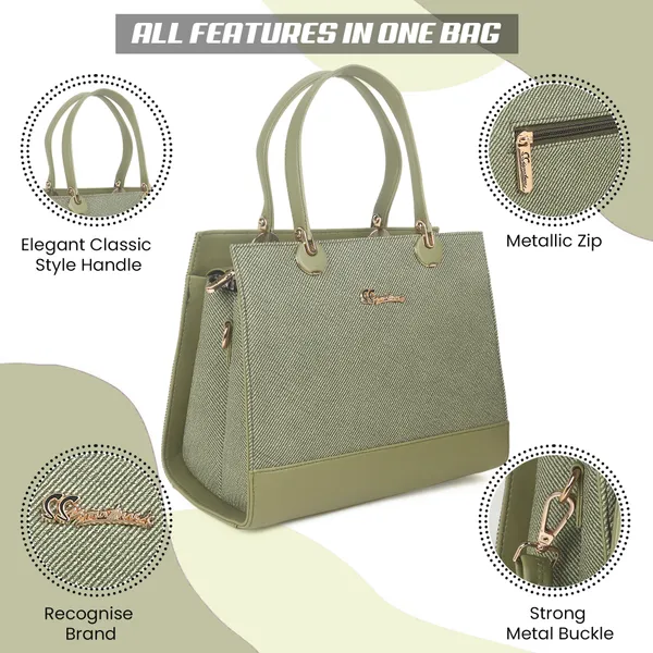 Signature_Sage_Green_Faux_Leather_Structured_Metallic_Hardware_Handbag_For_Women