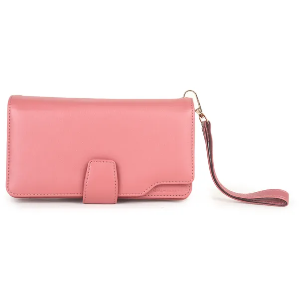 Signature_Pink_Faux_Leather_Wrist_Strap_Wallet_For_Women