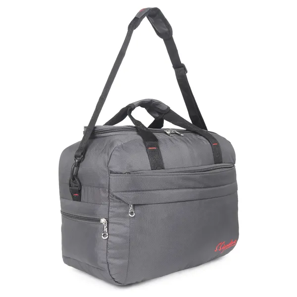Signature_Grey_Fabric_Adjustable_Strap_Travel_Duffel_Bag