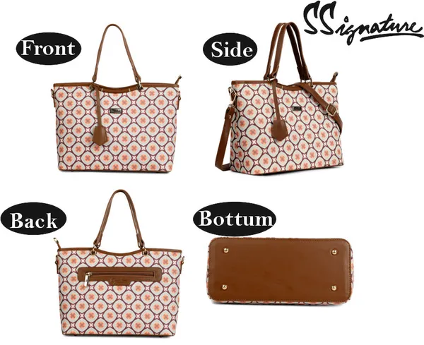 Signature_Multicolor_Fabric_Geometric_Print_Leather_Trim_Tote_Bag_For_Women