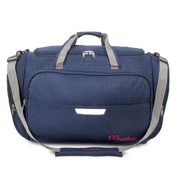 Signature_Navy_Blue_Fabric_Multi_Compartment_24_Inch_Duffel_Bag_For_Men_And_Women