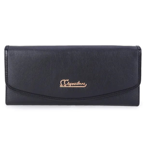 Signature_Black_Leather_Multi_Card_Wallet_For_Women