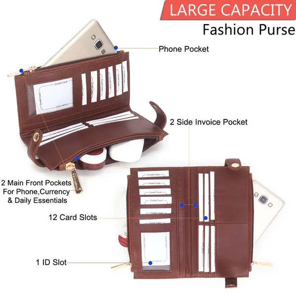 Signature_Leather_Multi_Card_Zipper_Wallet_Organizer_For_Women