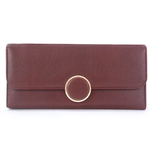 Signature_Brown_Faux_Leather_Ring_Closure_Wallet_For_Women