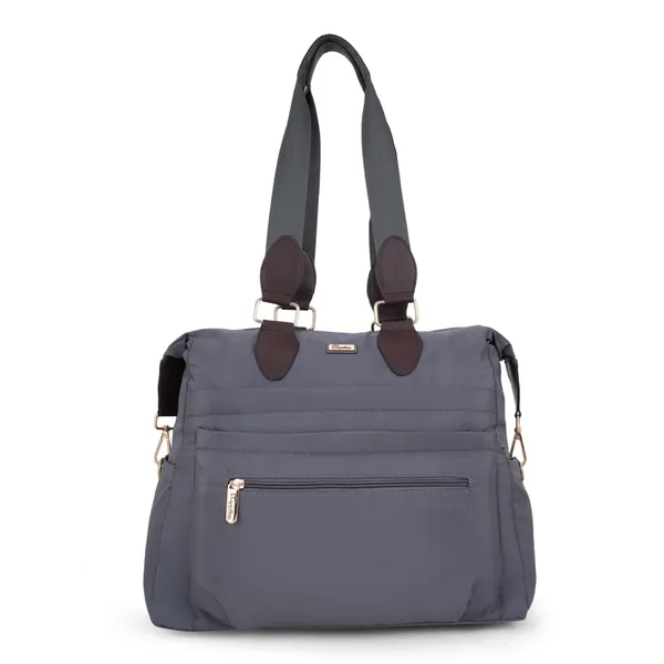 Signature_Grey_Faux_Leather_Dual_Handle_Multi_Compartment_Shoulder_Bag_For_Women