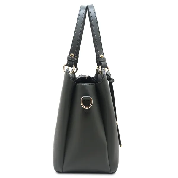 Signature_Grey_Faux_Leather_Metallic_Hardware_Handbag_For_Women