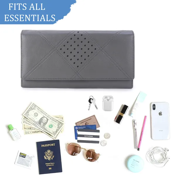 Signature_Grey_Quilted_Leather_Perforated_Wallet_For_Women