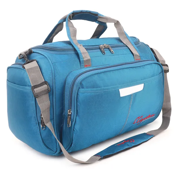 Signature_Blue_Fabric_Multi_Compartment_Travel_Duffel_Bag_For_Men_And_Women