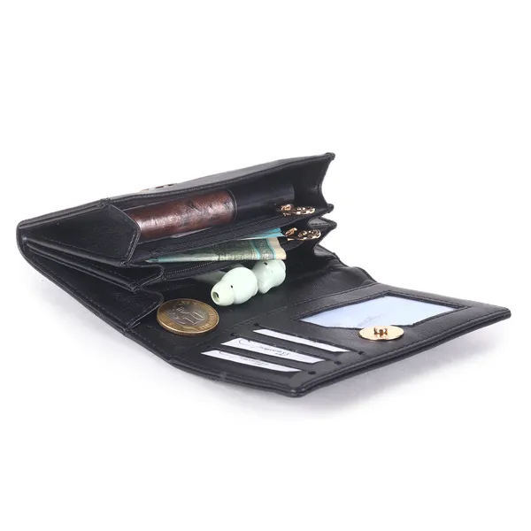 Signature_Black_Leather_Tri_Fold_Envelope_Wallet_For_Women