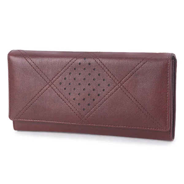 Signature_Brown_Leather_Geometric_Wallet_For_Women