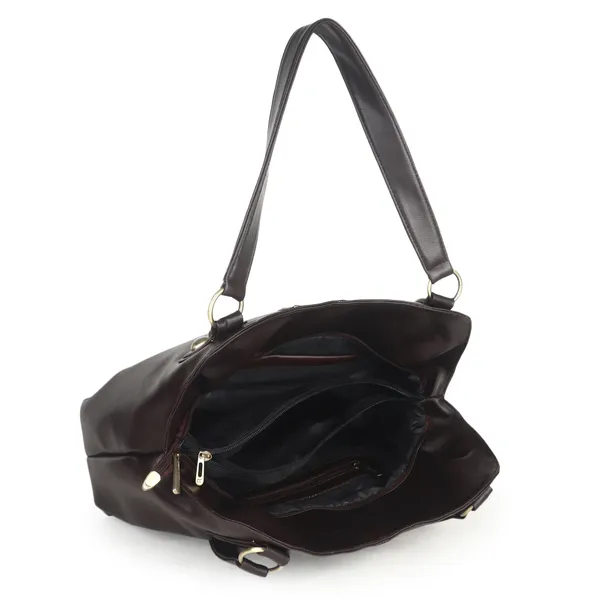 Signature_Brown_Leather_Metallic_Hardware_Handbag_For_Women