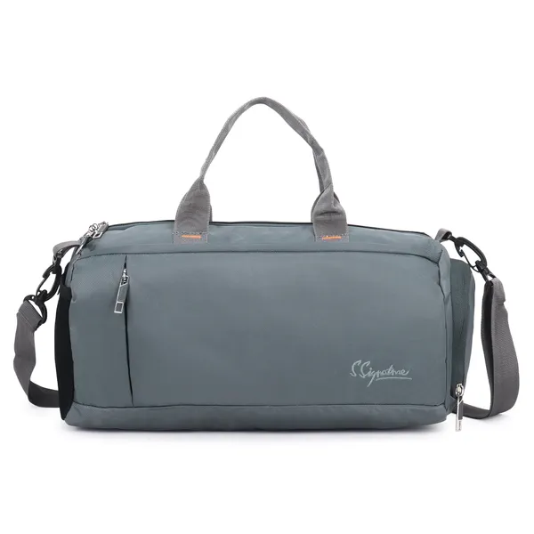Signature_Grey_Fabric_Water_Resistant_Shoe_Compartment_Duffel_Bag