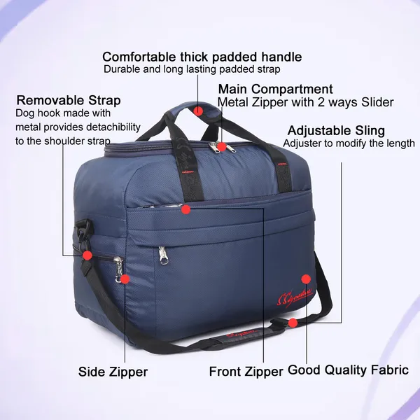Signature_Navy_Blue_Fabric_Adjustable_Strap_Travel_Duffel_Bag_For_Men_And_Women