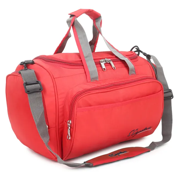 Signature_Red_Fabric_Adjustable_Strap_Gym_Travel_Duffel_Bag_For_Men_And_Women