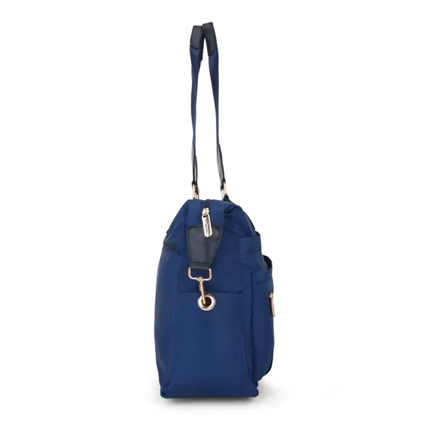 Signature_Navy_Blue_Fabric_Multi_Pocket_Adjustable_Strap_Tote_Bag_For_Women