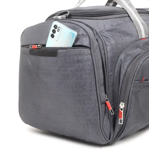 Signature_Grey_Fabric_Adjustable_Strap_Travel_Duffel_Bag
