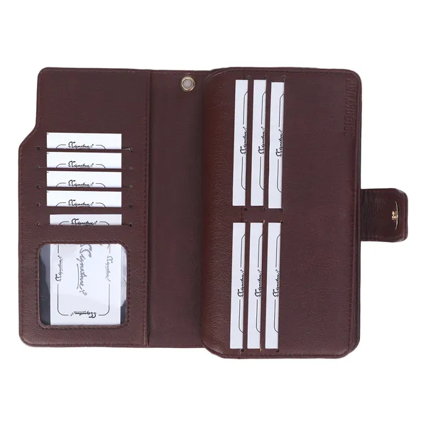 Signature_Brown_Leather_Multi_Compartment_Wrist_Strap_Wallet_For_Women