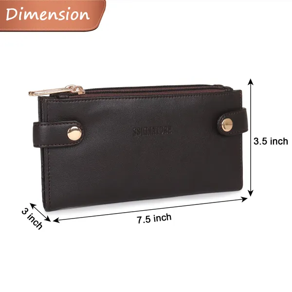 Signature_Black_Faux_Leather_Multi_Card_Zipper_Wallet_For_Women
