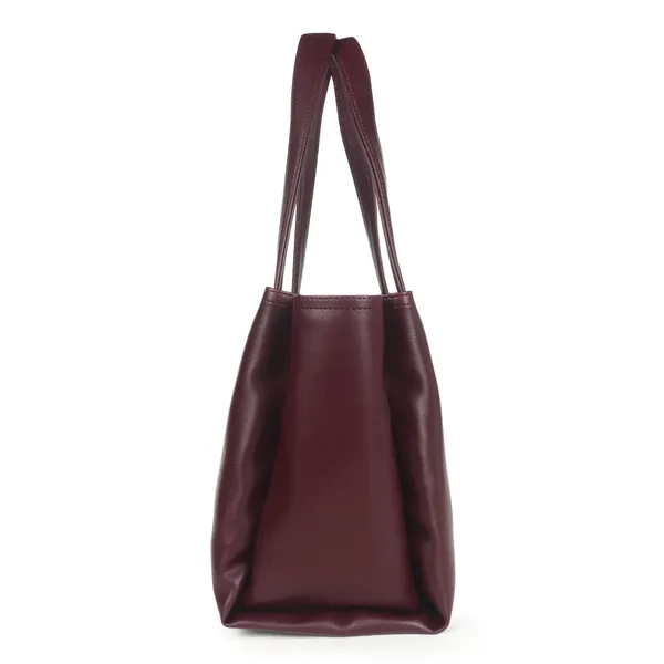 Signature_Maroon_Leather_Metallic_Zip_Handbag_For_Women