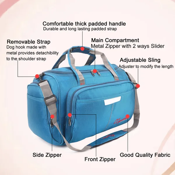 Signature_Blue_Fabric_Multi_Compartment_Travel_Duffel_Bag_For_Men_And_Women