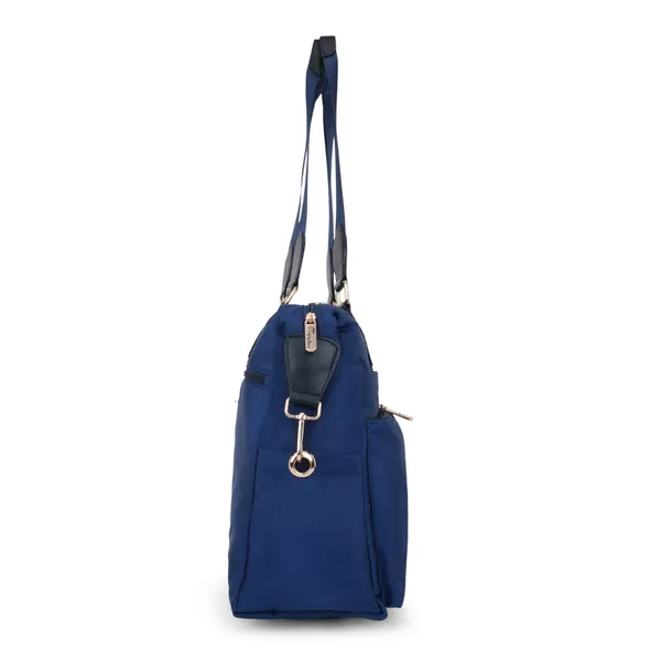 Signature_Navy_Blue_Faux_Leather_Multi_Pocket_Shoulder_Bag_For_Women