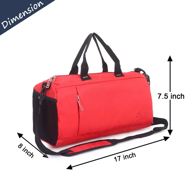 Signature_Red_Fabric_Water_Resistant_Shoe_Compartment_Duffel_Bag