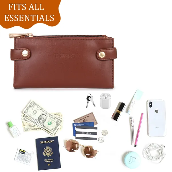 Signature_Leather_Multi_Card_Zipper_Wallet_Organizer_For_Women