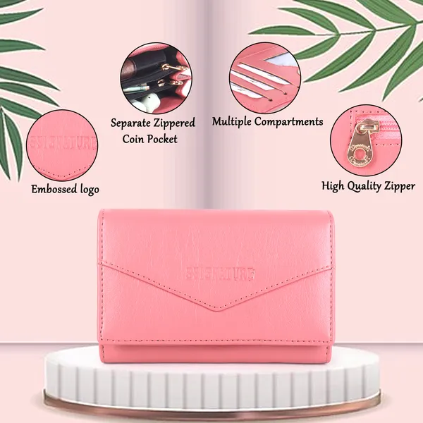 Signature_Pink_Faux_Leather_Envelope_Wallet_For_Women