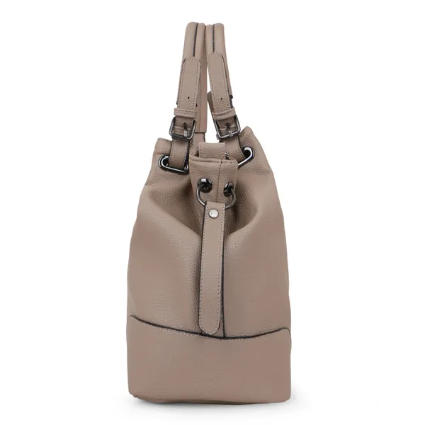 Signature_Beige_Leather_Adjustable_Handle_Handbag_For_Women