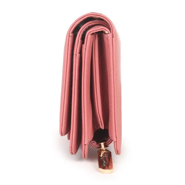 Signature_Pink_Faux_Leather_Wrist_Strap_Clutch_Wallet_For_Women