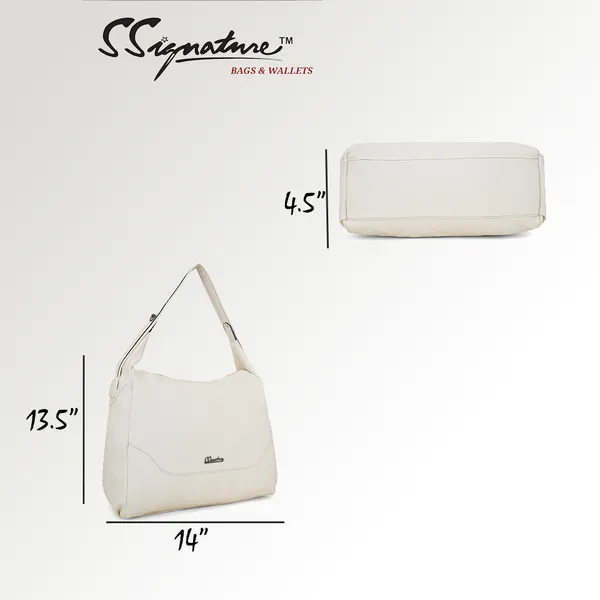 Signature_Off_White_Faux_Leather_Adjustable_Strap_Shoulder_Bag_For_Women